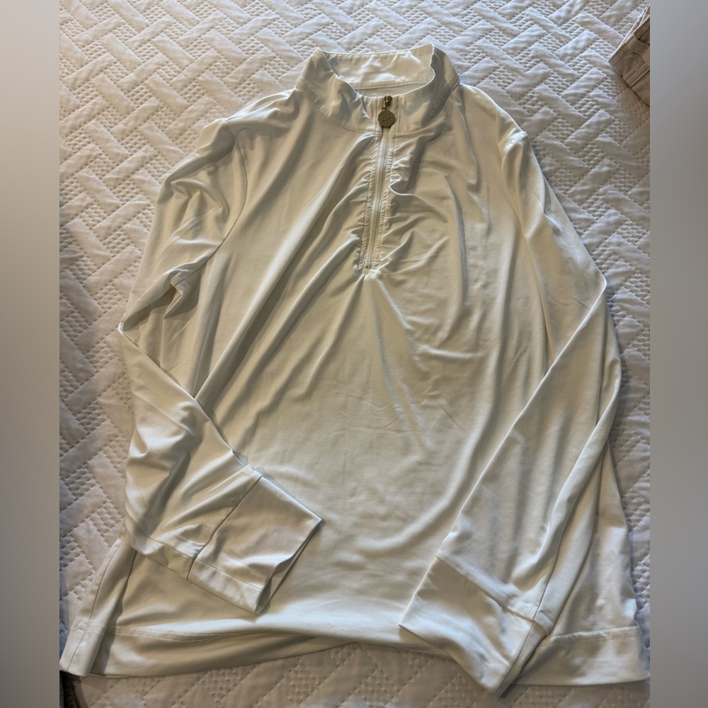 Stella Parker Golf Collection White Quarter-Zip Top